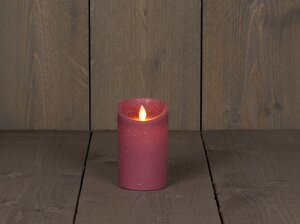 Anna's Collection LED-stompkaars rustiek met bewegende vlam antiek roze - H 12,5 x D 7,5 cm - afbeelding 3