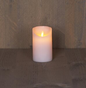 Anna's Collection LED-stompkaars rustiek met bewegende vlam wit - H 12,5 x D 7,5 cm - afbeelding 3