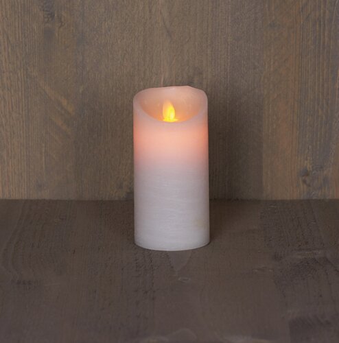 Anna's Collection LED-stompkaars rustiek met bewegende vlam wit - H 15 x D 7,5 cm - afbeelding 3
