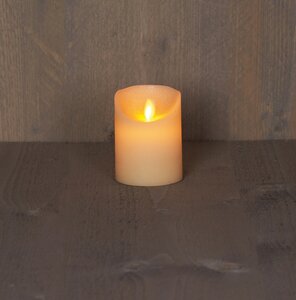 Anna's Collection LED-stompkaars rustiek met bewegende vlam ivoor - H 10 x D 7,5 cm - afbeelding 3
