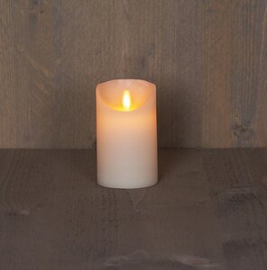 Anna's Collection LED-stompkaars rustiek met bewegende vlam ivoor - H 12,5 x D 7,5 cm - afbeelding 3