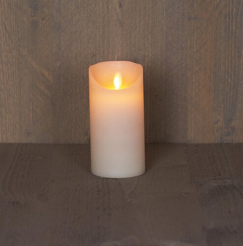 Anna's Collection LED-stompkaars rustiek met bewegende vlam ivoor - H 15 x D 7,5 cm - afbeelding 3