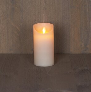 Anna's Collection LED-stompkaars rustiek met bewegende vlam ivoor - H 15 x D 7,5 cm - afbeelding 3