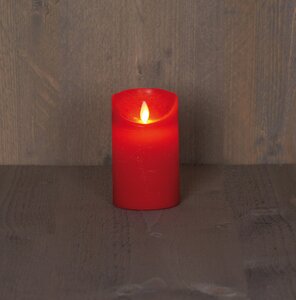 Anna's Collection LED-stompkaars rustiek met bewegende vlam rood - H 12,5 x D 7,5 cm - afbeelding 3