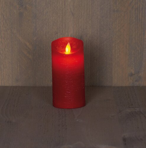 Anna's Collection LED-stompkaars rustiek met bewegende vlam rood - H 15 x D 7,5 cm - afbeelding 3