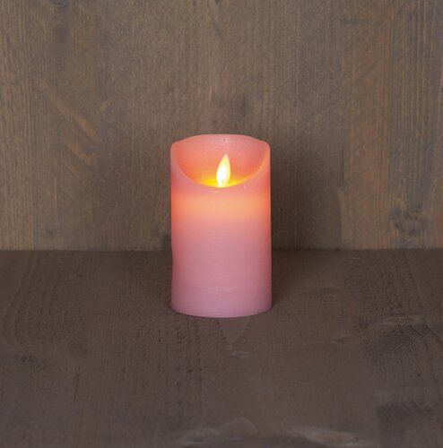 Anna's Collection LED-stompkaars rustiek met bewegende vlam lichtroze - H 12,5 x D 7,5 cm - afbeelding 3