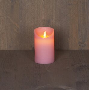 Anna's Collection LED-stompkaars rustiek met bewegende vlam lichtroze - H 12,5 x D 7,5 cm - afbeelding 3