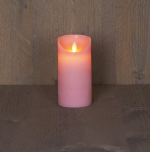 Anna's Collection LED-stompkaars rustiek met bewegende vlam lichtroze - H 15 x D 7,5 cm - afbeelding 3