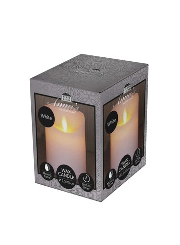 Anna's Collection LED-stompkaars rustiek met bewegende vlam wit - H 10 x Ø 7,5 cm - afbeelding 2