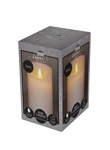 Anna's Collection LED-stompkaars rustiek met bewegende vlam ivoor - H 12,5 x D 7,5 cm - afbeelding 2