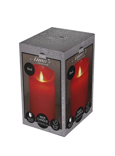 Anna's Collection LED-stompkaars rustiek met bewegende vlam rood - H 12,5 x D 7,5 cm - afbeelding 2