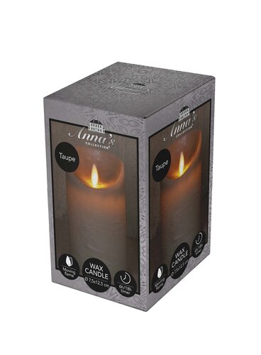 Anna's Collection LED-stompkaars rustiek met bewegende vlam taupe - H 12,5 x D 7,5 cm - afbeelding 2