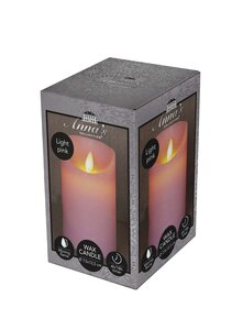 Anna's Collection LED-stompkaars rustiek met bewegende vlam lichtroze - H 12,5 x D 7,5 cm - afbeelding 2