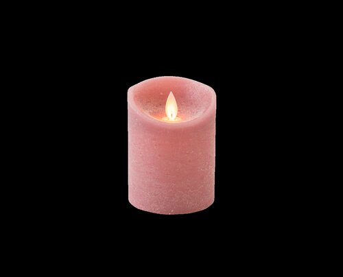 Anna's Collection LED-stompkaars rustiek met bewegende vlam antiek roze - H 10 x Ø 7,5 cm