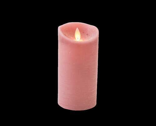 Anna's Collection LED-stompkaars rustiek met bewegende vlam antiek roze - H 15 x Ø 7,5 cm