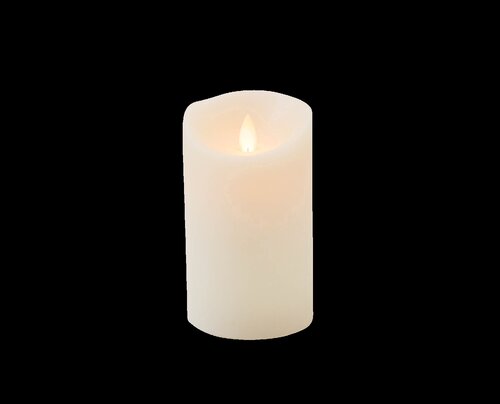 Anna's Collection LED-stompkaars rustiek met bewegende vlam ivoor - H 12,5 x Ø 7,5 cm