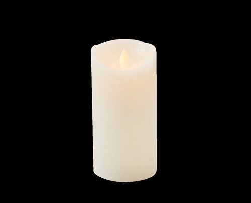 Anna's Collection LED-stompkaars rustiek met bewegende vlam ivoor - H 15 x Ø 7,5 cm