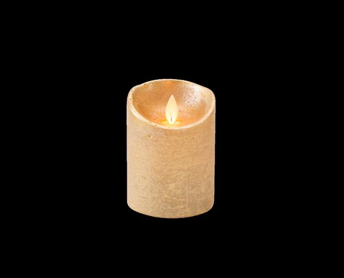 Anna's Collection LED-stompkaars rustiek met bewegende vlam goud - H 10 x Ø 7,5 cm