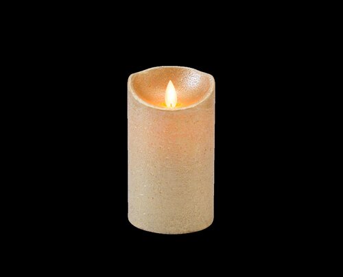 Anna's Collection LED-stompkaars rustiek met bewegende vlam goud - H 12,5 x Ø 7,5 cm