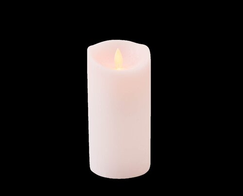 Anna's Collection LED-stompkaars rustiek met bewegende vlam lichtroze - H 15 x Ø 7,5 cm