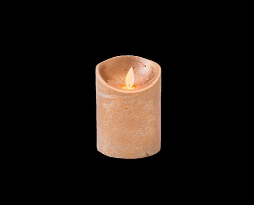 Anna's Collection LED-stompkaars rustiek met bewegende vlam koper - H 10 x Ø 7,5 cm