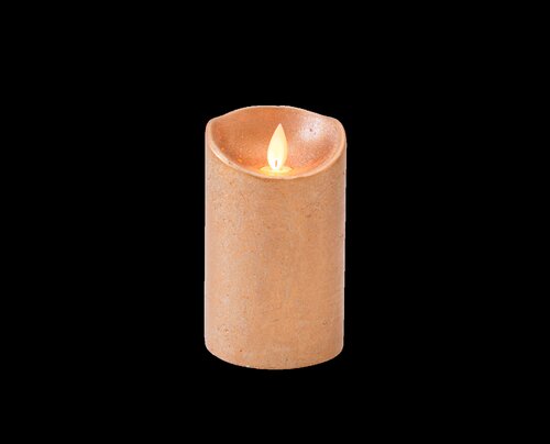 Anna's Collection LED-stompkaars rustiek met bewegende vlam koper - H 12,5 x Ø 7,5 cm