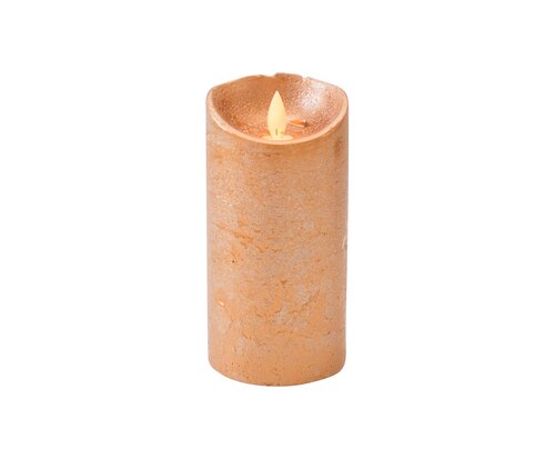 Anna's Collection LED-stompkaars rustiek met bewegende vlam koper - H 15 x Ø 7,5 cm - afbeelding 3