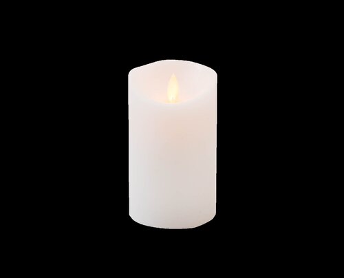 Anna's Collection LED-stompkaars rustiek met bewegende vlam wit - H 12,5 x Ø 7,5 cm