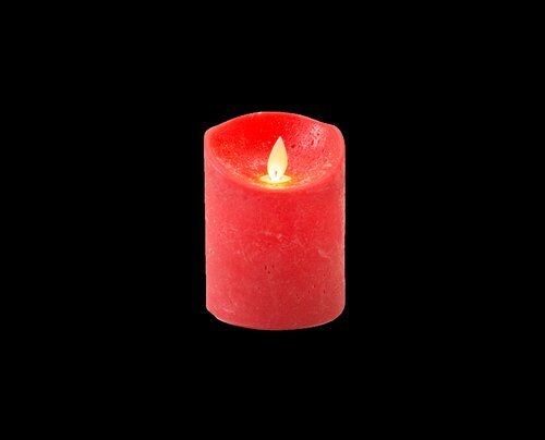 Anna's Collection LED-stompkaars rustiek met bewegende vlam rood - H 10 x Ø 7,5 cm