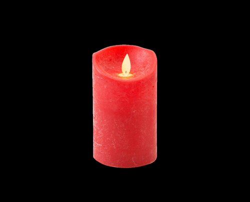 Anna's Collection LED-stompkaars rustiek met bewegende vlam rood - H 12,5 x Ø 7,5 cm
