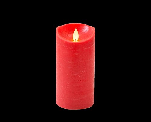 Anna's Collection LED-stompkaars rustiek met bewegende vlam rood - H 15 x Ø 7,5 cm