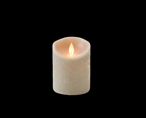 Anna's Collection LED-stompkaars rustiek met bewegende vlam taupe - H 10 x Ø 7,5 cm
