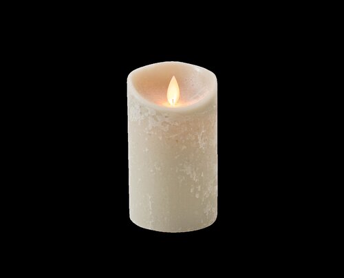 Anna's Collection LED-stompkaars rustiek met bewegende vlam taupe - H 12,5 x Ø 7,5 cm