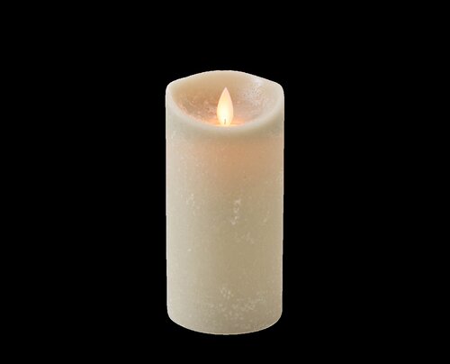 Anna's Collection LED-stompkaars rustiek met bewegende vlam taupe - H 15 x Ø 7,5 cm