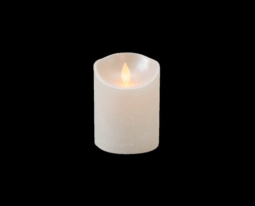 Anna's Collection LED-stompkaars rustiek met bewegende vlam zilver - H 10 x Ø 7,5 cm