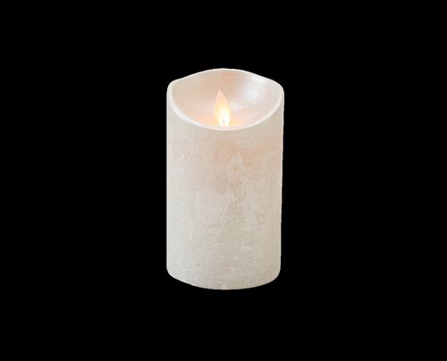 Anna's Collection LED-stompkaars rustiek met bewegende vlam zilver - H 12,5 x Ø 7,5 cm