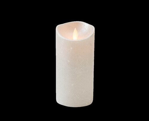 Anna's Collection LED-stompkaars rustiek met bewegende vlam zilver - H 15 x Ø 7,5 cm