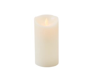 Anna's Collection LED-stompkaars rustiek met bewegende vlam ivoor - H 15 x D 7,5 cm - afbeelding 1