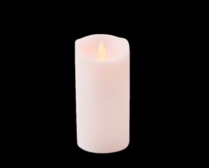 Anna's Collection LED-stompkaars rustiek met bewegende vlam lichtroze - H 15 x D 7,5 cm - afbeelding 1
