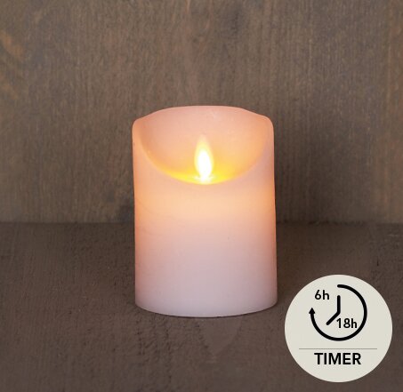 Anna's Collection LED-stompkaars rustiek met bewegende vlam wit - H 10 x Ø 7,5 cm