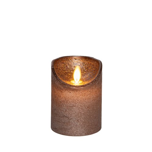 Anna's Collection LED-stompkaars rustiek met bewegende vlam brons - H 10 x Ø 7,5 cm