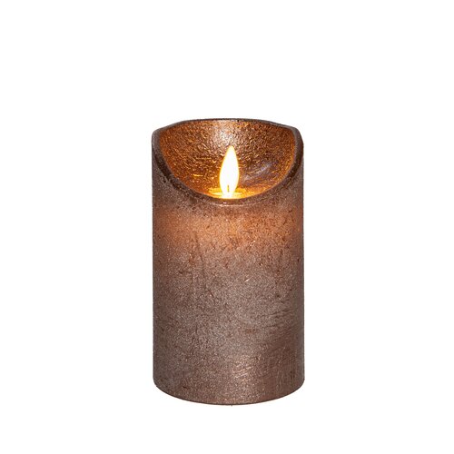 Anna's Collection LED-stompkaars rustiek met bewegende vlam brons - H 12,5 x Ø 7,5 cm