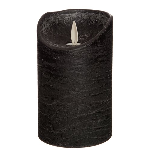 Anna's Collection LED-stompkaars rustiek met bewegende vlam zwart - H 12,5 x Ø 7,5 cm