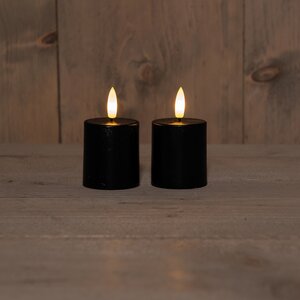 Anna's Collection LED-stompkaarsen 3D-vlam - D4,5xH8cm Zwart 2 stuks - afbeelding 2