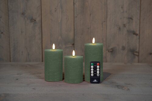 Anna's Collection LED-stompkaarsen 3D-vlam - H10/12,5/15cm Jade 3-delig - afbeelding 2