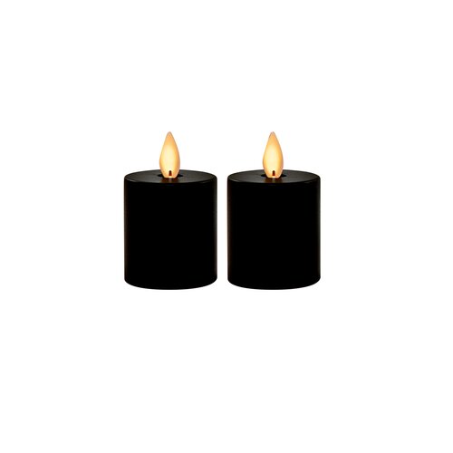 Anna's Collection LED-stompkaarsen bewegende vlam - D4,5xH8cm Zwart 2 stuks - afbeelding 1