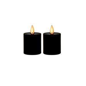 Anna's Collection LED-stompkaarsen bewegende vlam - D4,5xH8cm Zwart 2 stuks - afbeelding 1