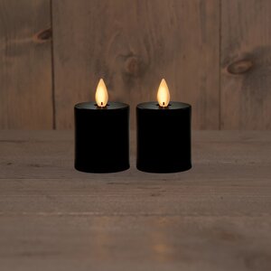 Anna's Collection LED-stompkaarsen bewegende vlam - D4,5xH8cm Zwart 2 stuks - afbeelding 2