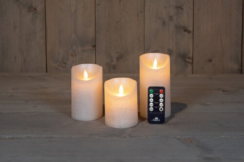 Anna's Collection LED-stompkaarsen bewegende vlam - H10/12,5/15cm Parel 3-delig - afbeelding 3