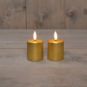 Anna's Collection LED-stompkaarsen met 3D-vlam goud - set van 2 - H 8 x Ø 4,5 cm - afbeelding 2